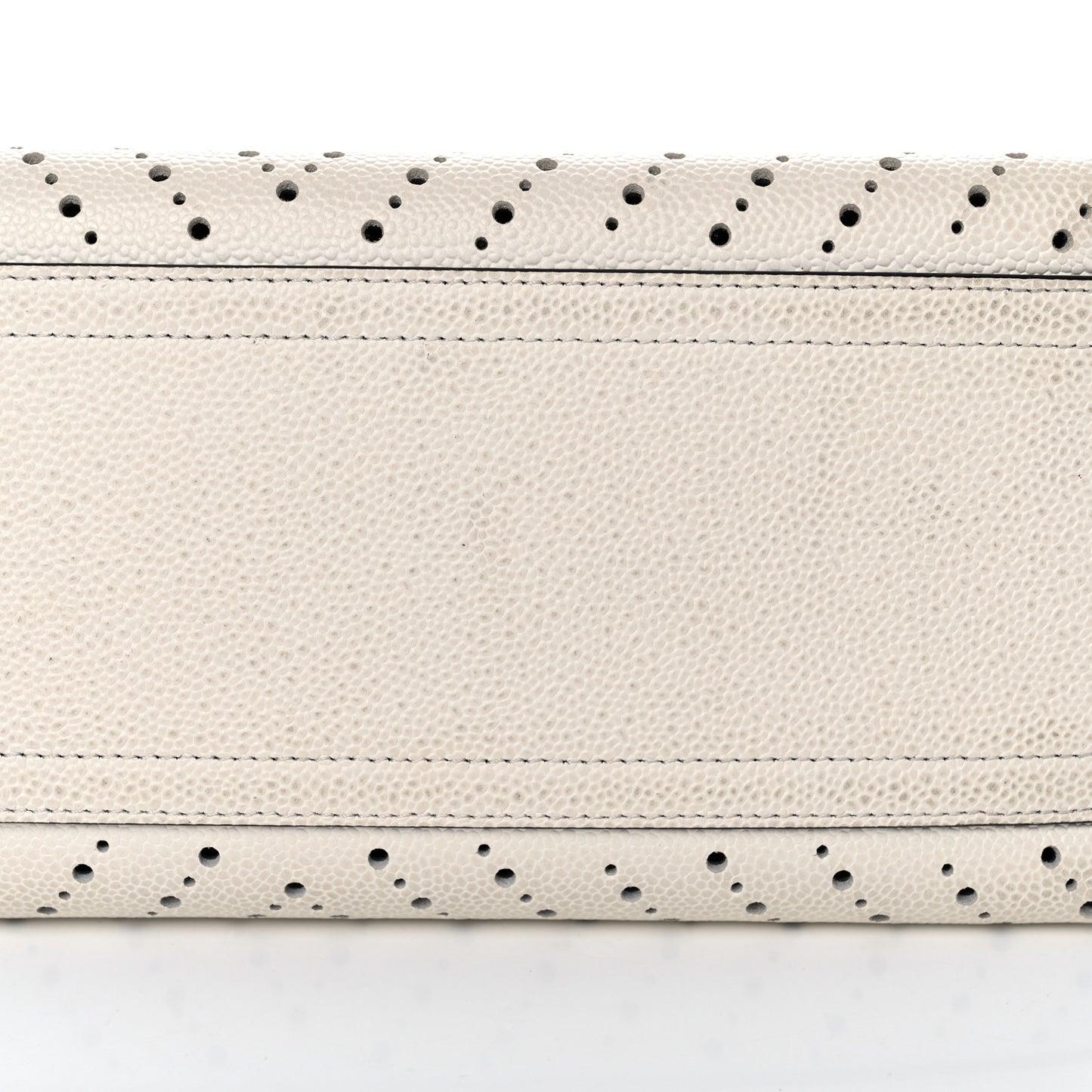 Perforated Grained Calfskin Small Shopping Tote White