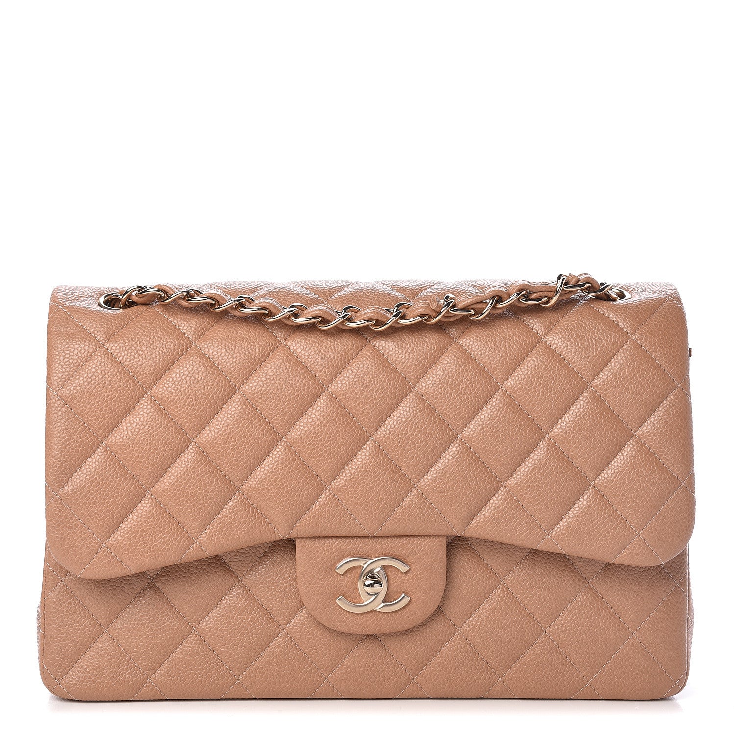 Chanel Caviar Quilted Jumbo Double Flap Beige 1 of 10