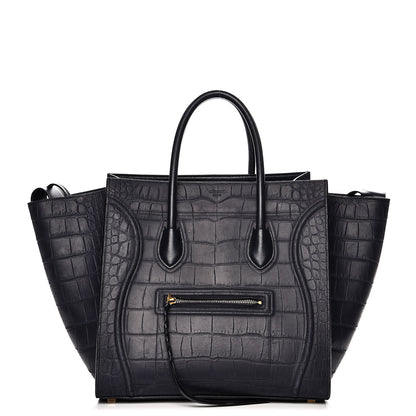 Celine Crocodile Embossed Nubuck Medium Phantom Luggage Navy Blue 1 of 15