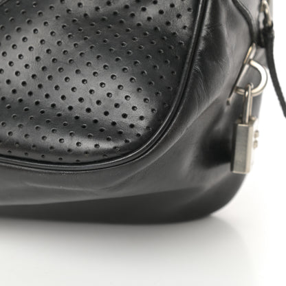 Prada Vitello Drive Perforated Bowling Bag Black 11 of 17