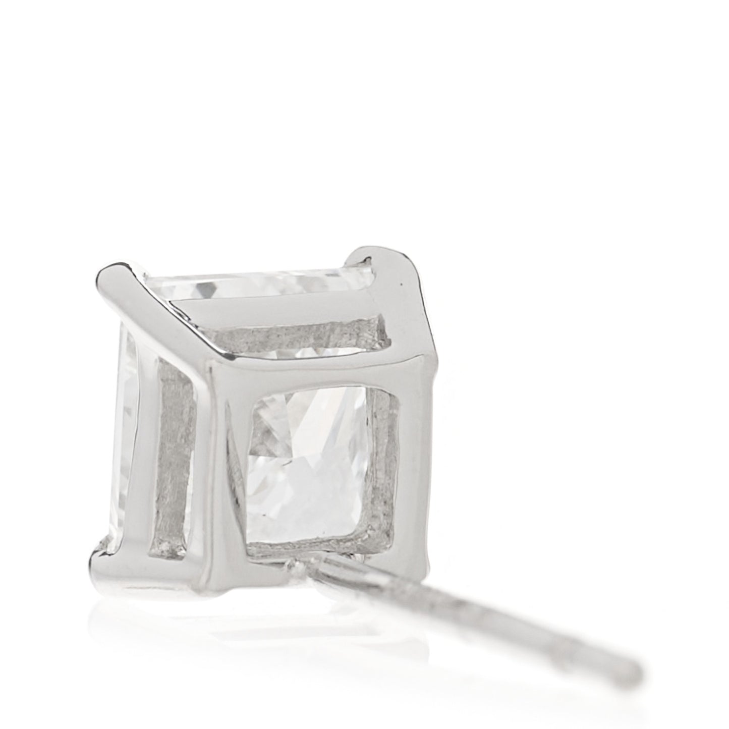 Platinum Diamond .76ctw Princess Cut Solitaire Earrings
