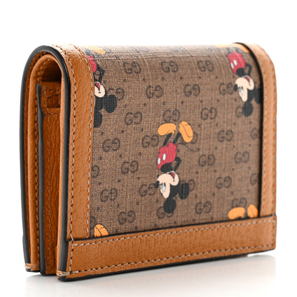 Gucci X DISNEY Mini Vintage GG Supreme Monogram Mickey Mouse Card Holder Wallet Beige Vintage Sun Oil 3 of 8