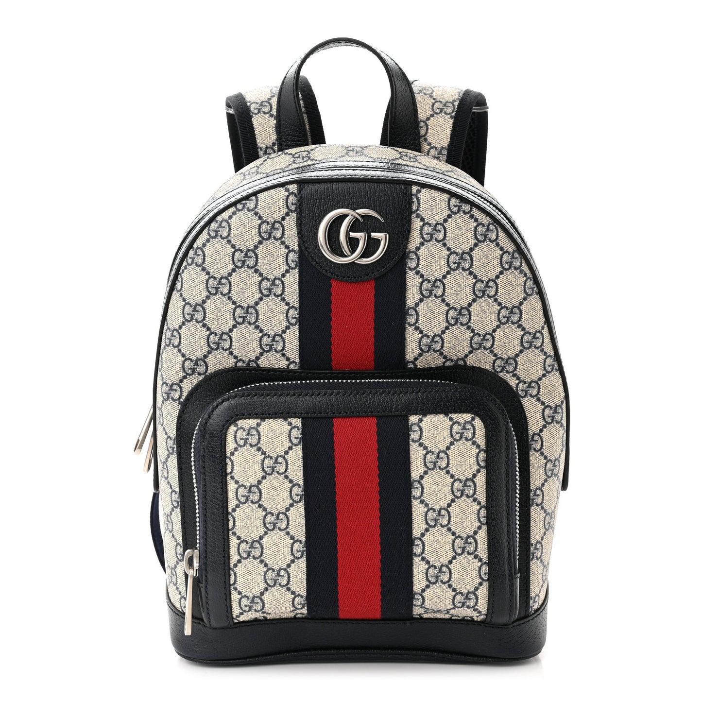 GG Supreme Monogram Textured Dollar Calfskin Web Small Ophidia Day Backpack Beige Blue Black