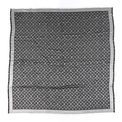 Louis Vuitton Silk Wool Monogram Denim Shawl Black 1 of 3