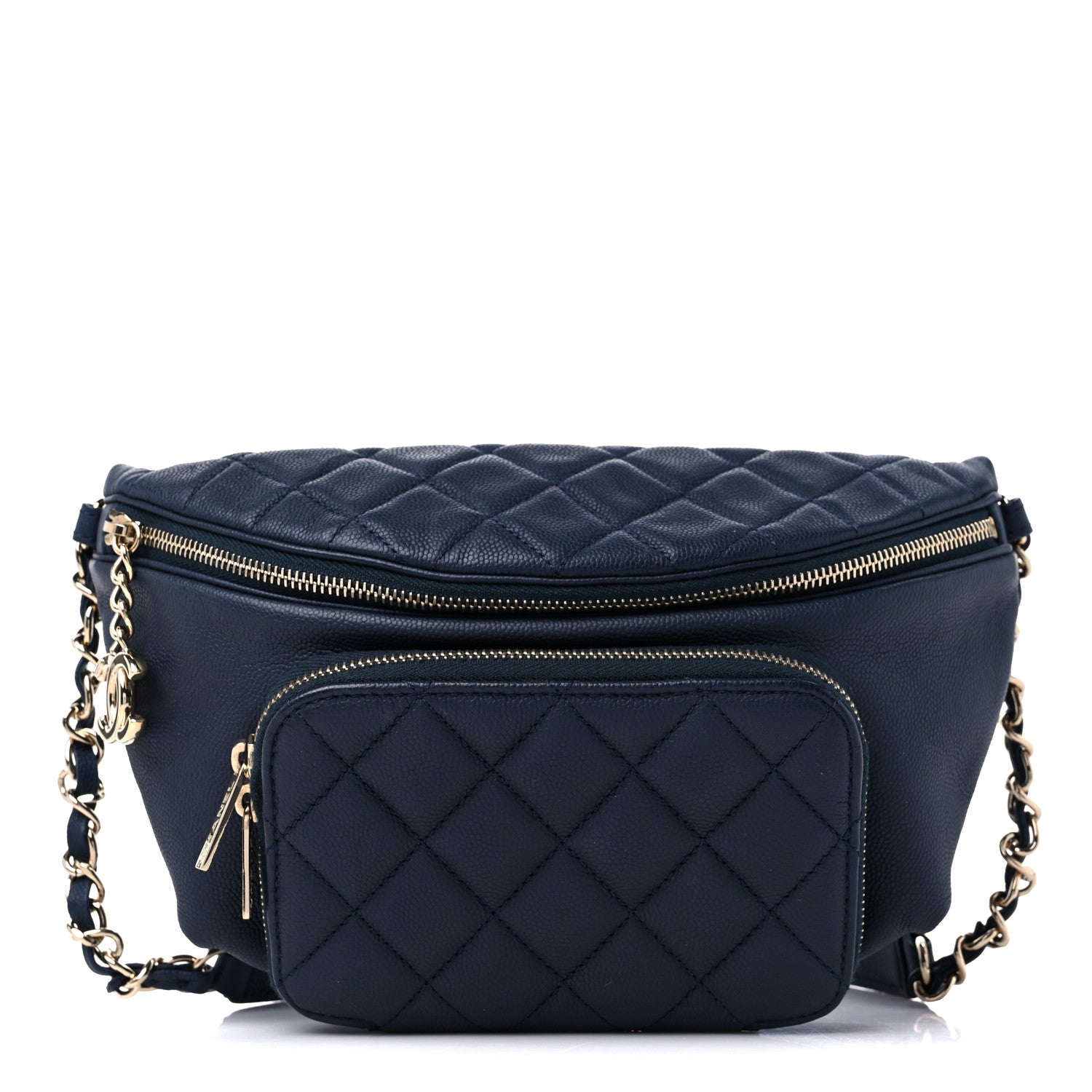 Chanel Caviar Quilted Business Affinity Waist Belt Bag Navy 1 of 10