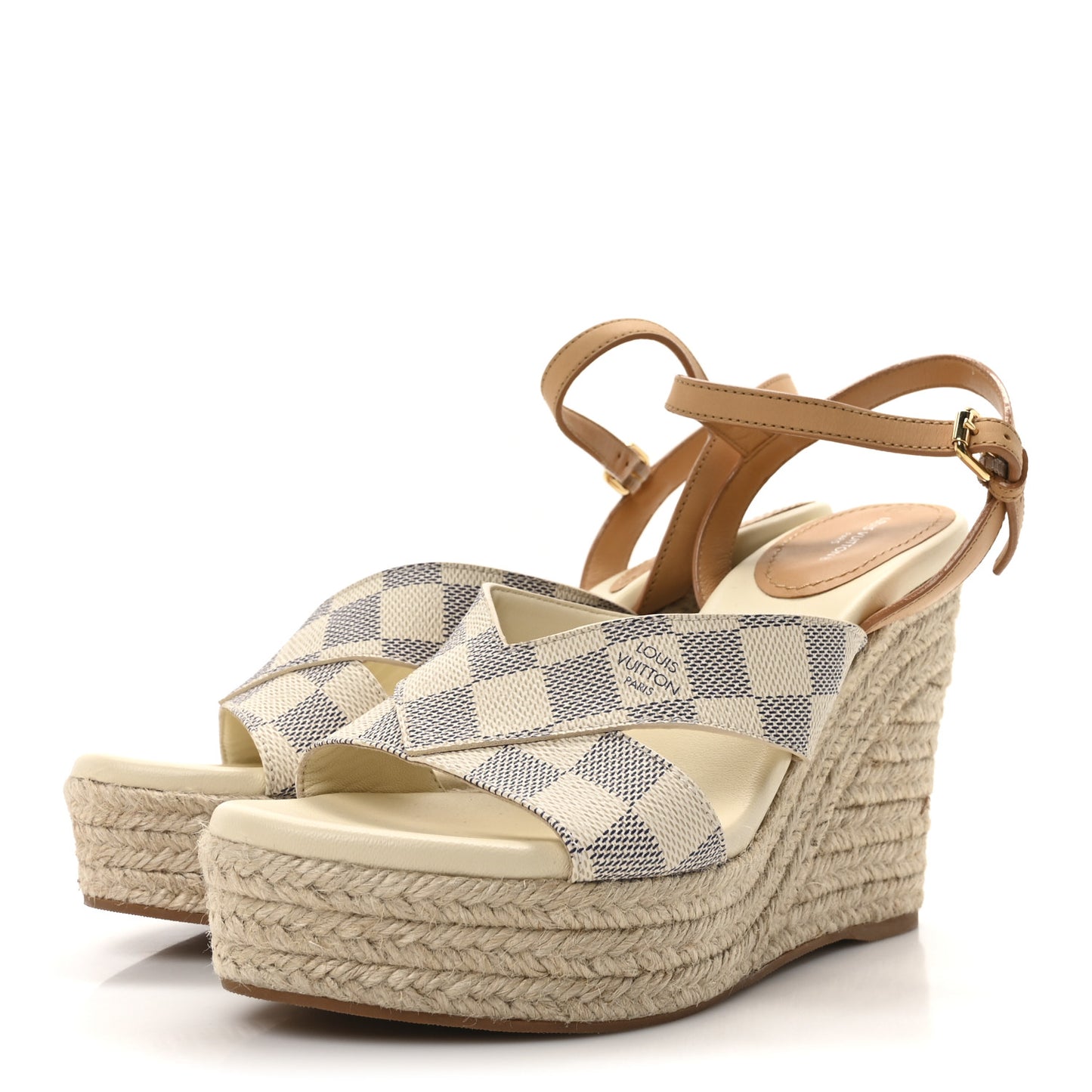 Damier Azur Starboard Wedges 40 Tan
