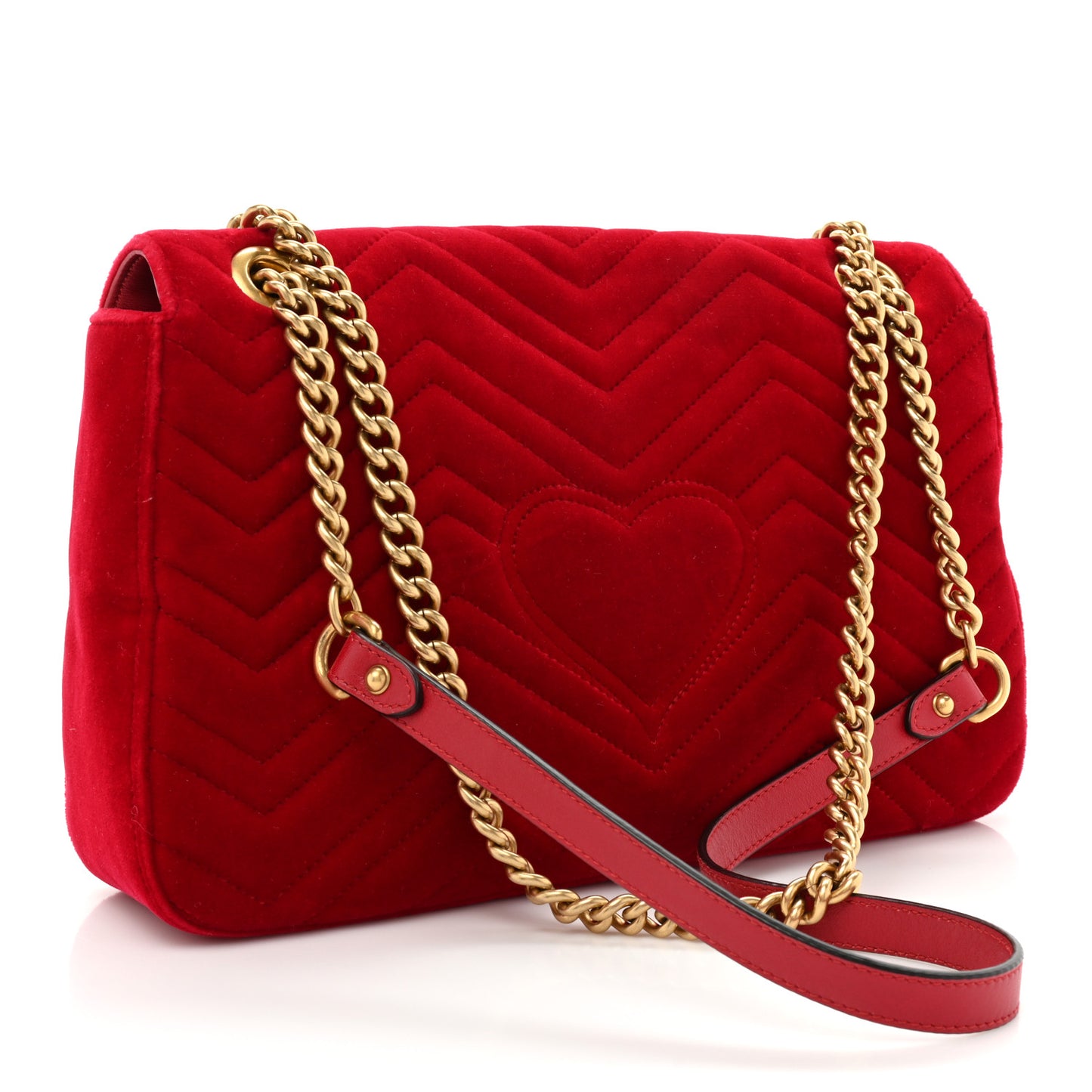 Velvet Matelasse Medium GG Marmont Shoulder Bag Hibiscus Red