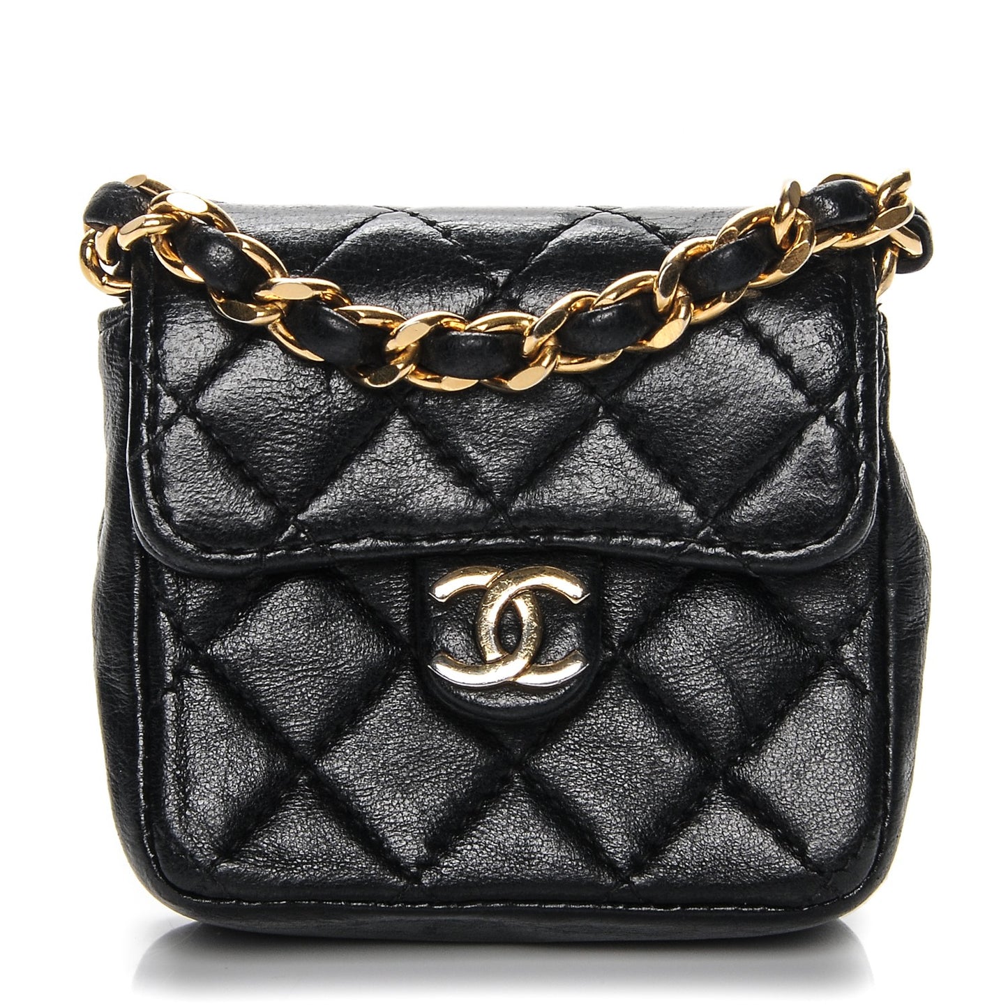 Lambskin Quilted Micro Mini Flap Black