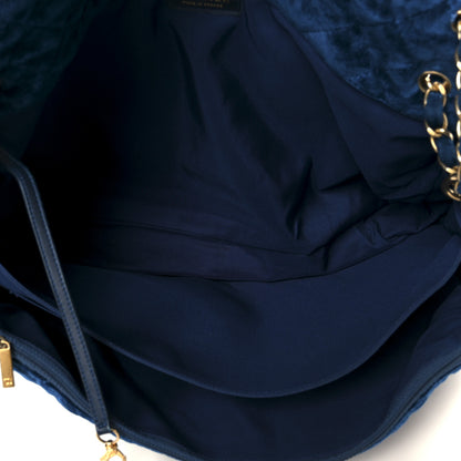 Chanel Velvet Quilted XXL Travel Flap Bag Blue 4 of 10