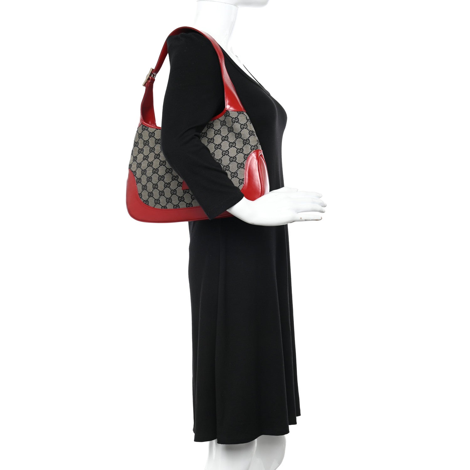 Gucci Monogram Jackie O Hobo Beige Blue Red 2 of 14