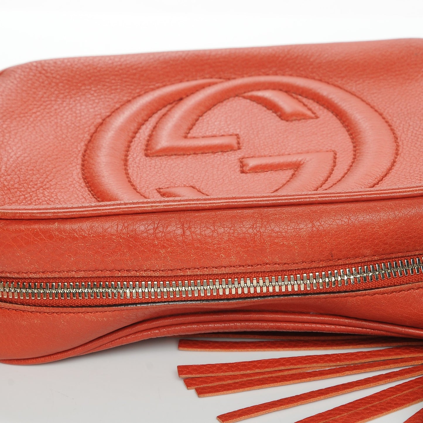 Pebbled Calfskin Small Soho Disco Bag Sun Orange