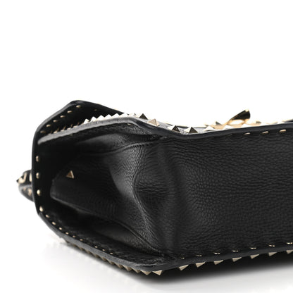 Valentino Garavani Grained Calfskin Rockstud Top Handle Flap Shoulder Bag Black 9 of 10