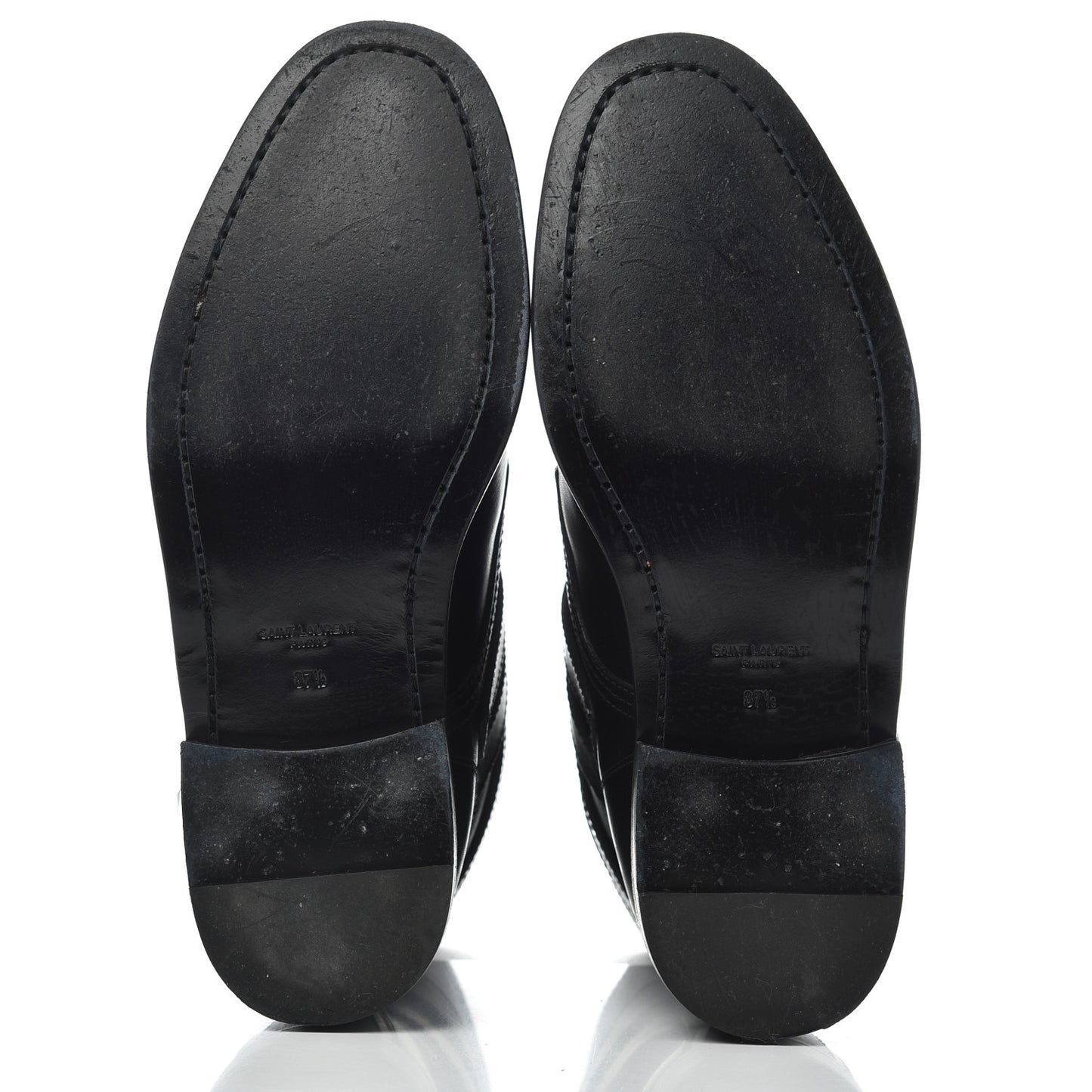 Smooth Calfskin Studded Strap Rangers Boots 37.5 Black