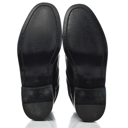 Saint Laurent Smooth Calfskin Studded Strap Rangers Boots 37.5 Black 5 of 16