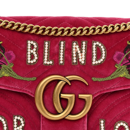 Gucci Velvet Matelasse Blind for Love Embroidered Medium GG Marmont Shoulder Bag Light Raspberry Rose Multicolor 8 of 10