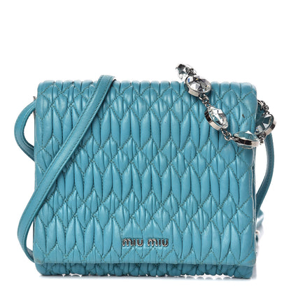 Miu Miu Nappa Matelasse Crystal Chain Crossbody Giada 1 of 10