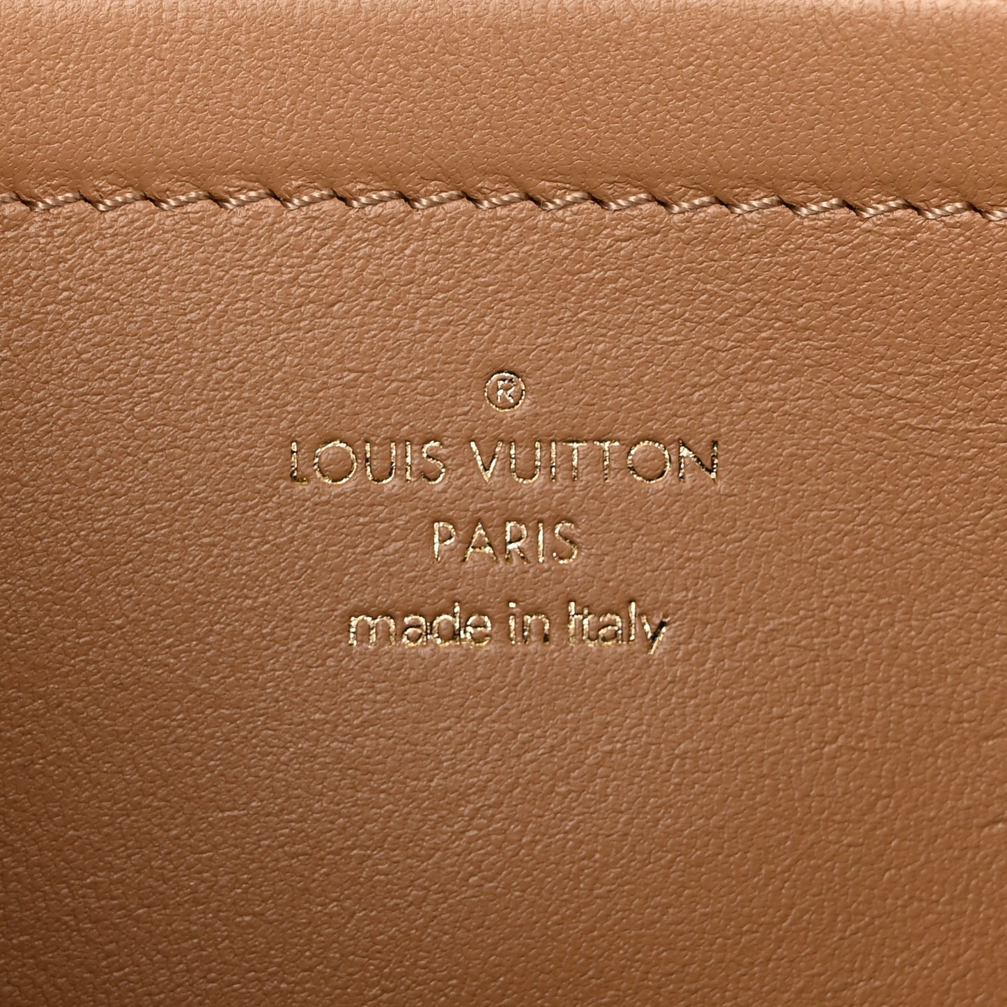 Lambskin Embossed Monogram Pochette Coussin Camel