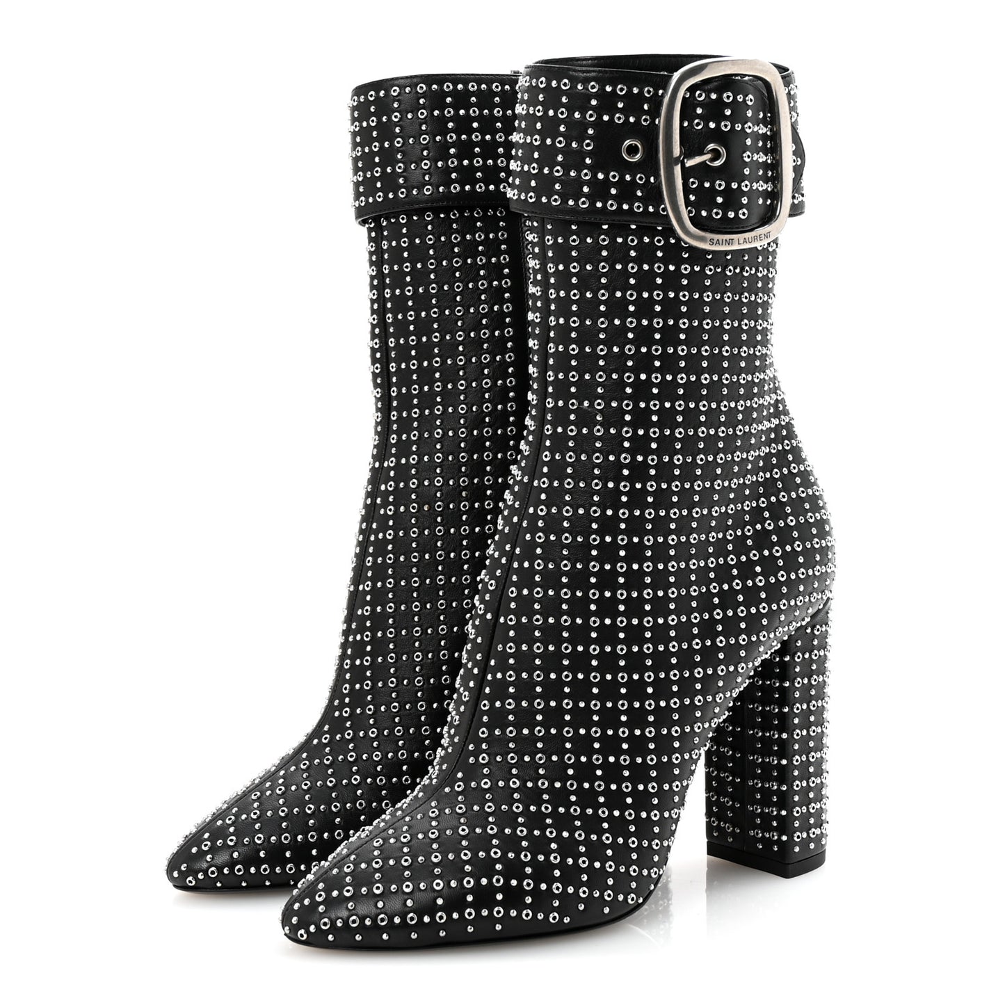 Nappa Studded Joplin Buckle Booties 38 Black