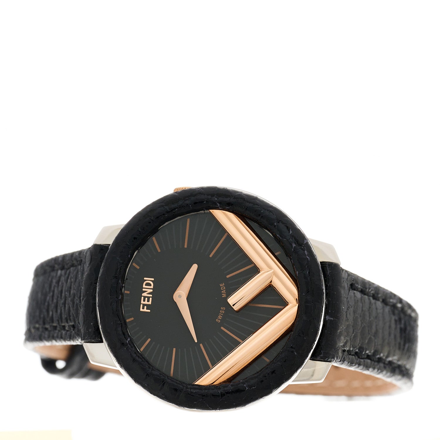 Fendi Stainless Steel Calfskin 28mm Run Away Quartz Watch Black 2 of 5