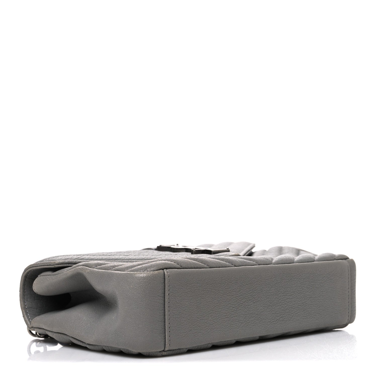 Saint Laurent Sheepskin Matelasse Chevron Monogram Medium College Bag New Stone Grey 4 of 11