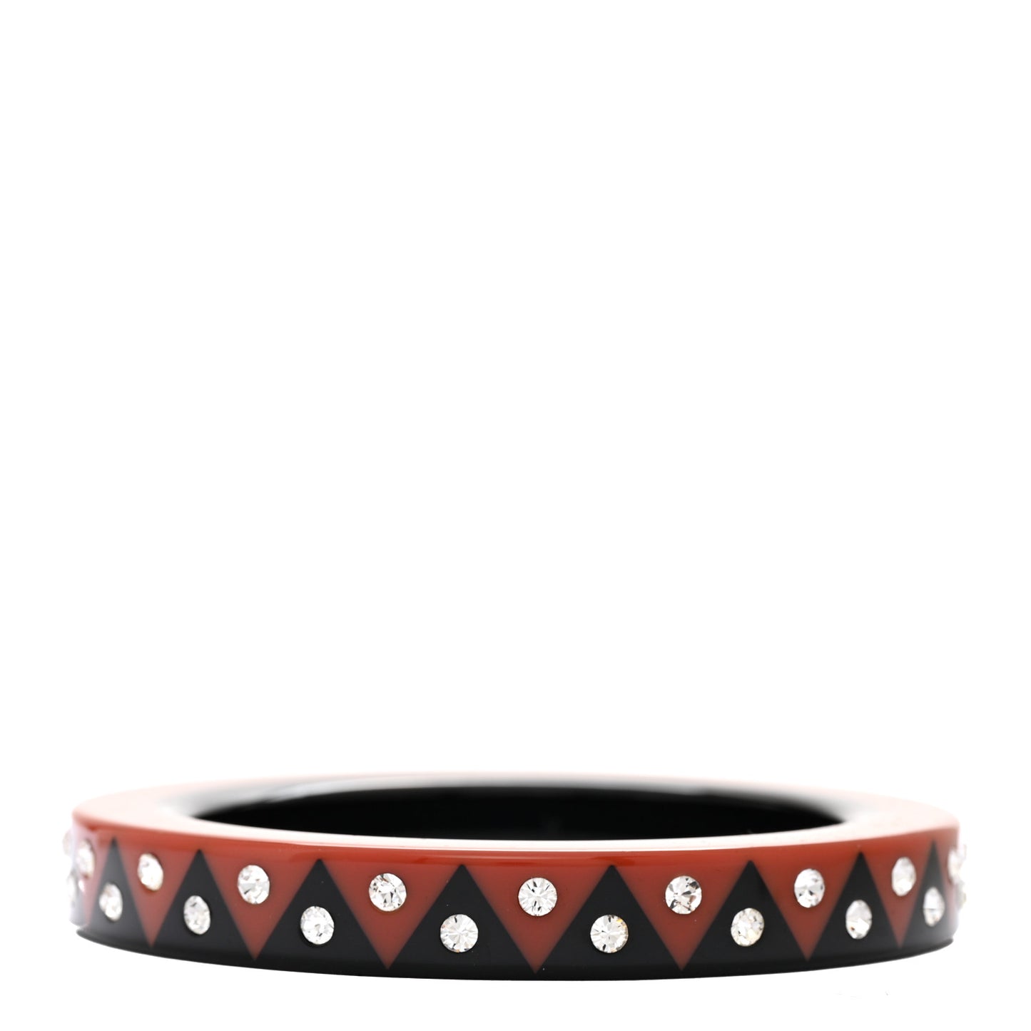 Crystal Resin Zigzag Bangle Bracelet M  Black Caramel