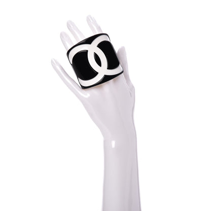 Chanel Resin CC Wide Cuff Black White 2 of 4