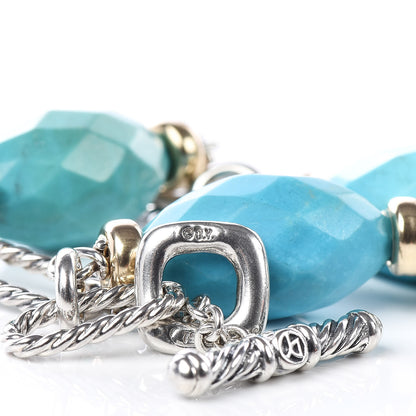 David Yurman Sterling Silver 18K Yellow Gold Turquoise Figaro Bracelet 6 of 6