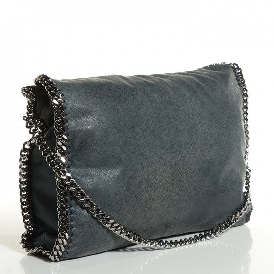 Shaggy Deer Falabella Fold Over Tote Blue