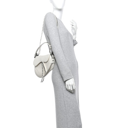 Christian Dior Crinkled Patent Lambskin Studded Saddle Bag With Strap Latte 2 of 13