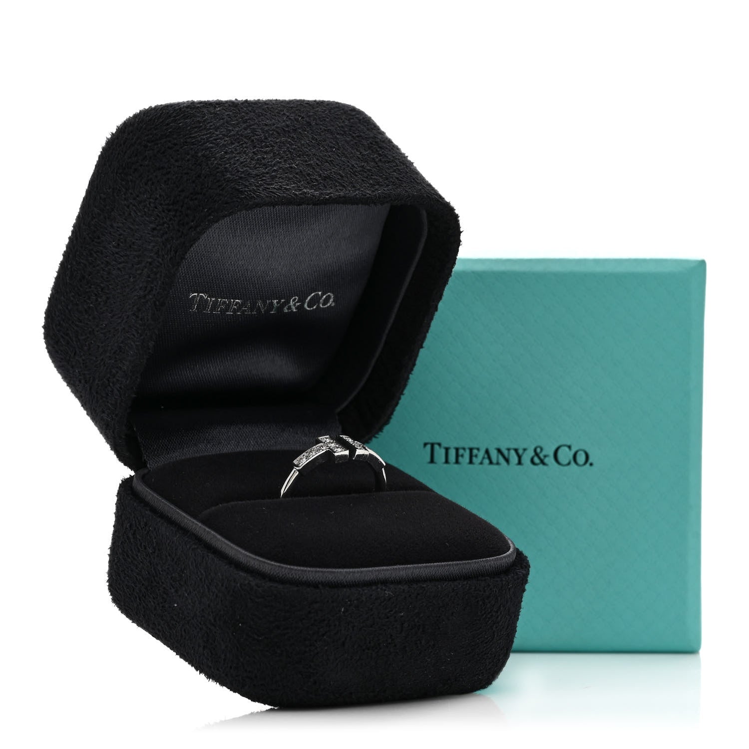 Tiffany 18K White Gold Diamond T Wire Ring 47 4.25 5 of 5