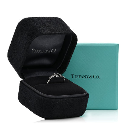 Tiffany 18K White Gold Diamond T Wire Ring 47 4.25 5 of 5