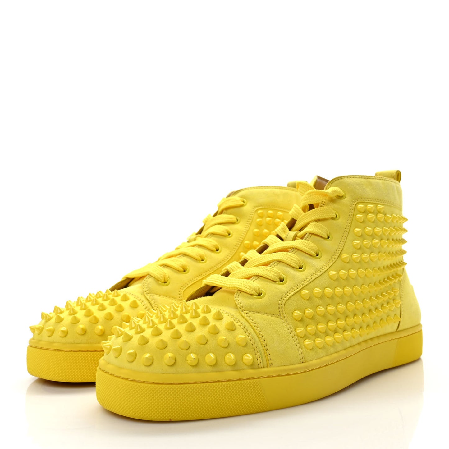 Veau Velours Mens Louis Spikes Flat Sneakers 46 Yellow