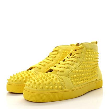 Christian Louboutin Veau Velours Mens Louis Spikes Flat Sneakers 46 Yellow 3 of 9