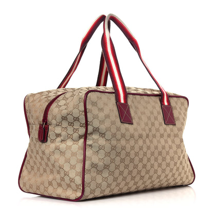 Gucci GG Monogram Web Medium Collapsable Carry On Duffle Beige Red 2 of 8