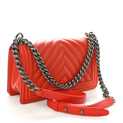 Chanel Lambskin Chevron Quilted Medium Boy Flap Orange 2 of 10