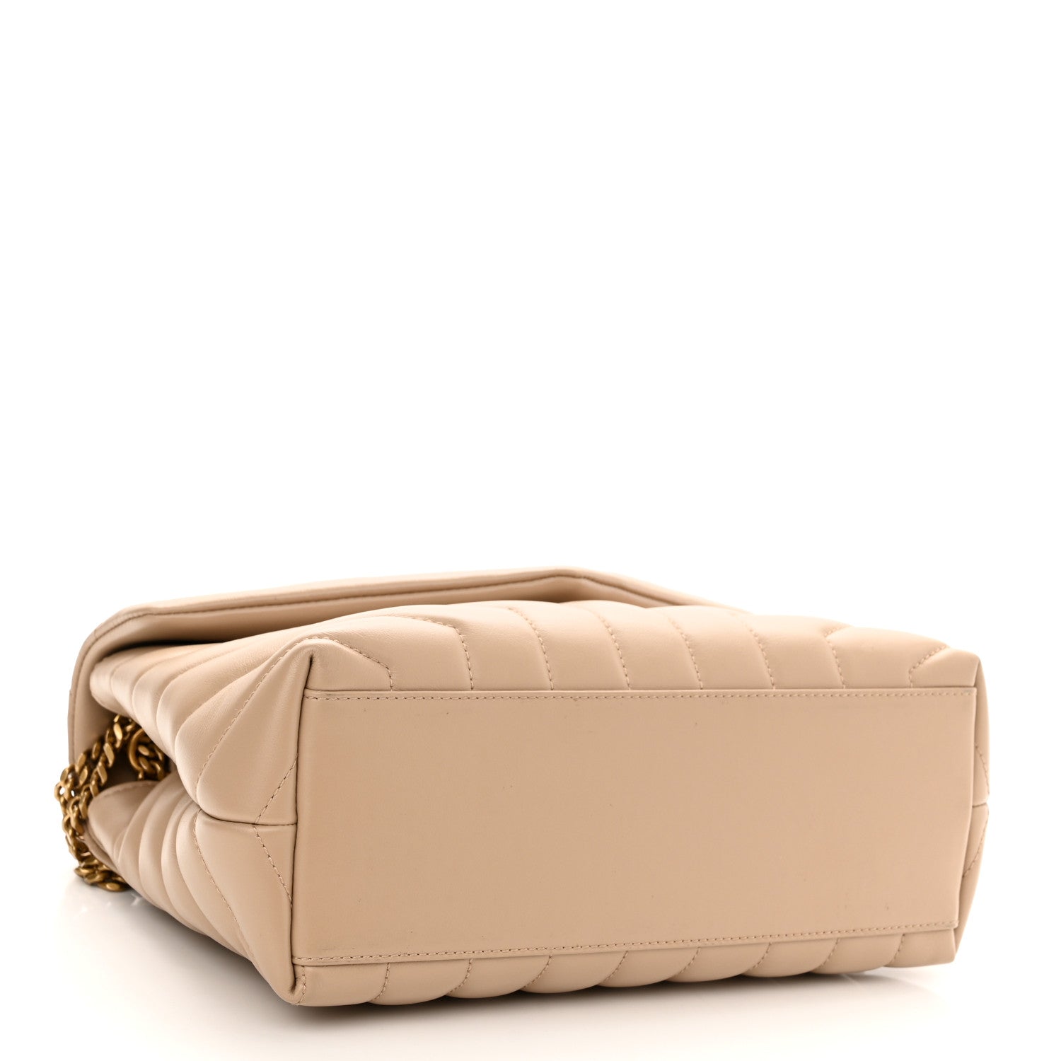 Saint Laurent Calfskin Y Quilted Monogram Small Loulou Chain Satchel Dark Beige 3 of 10