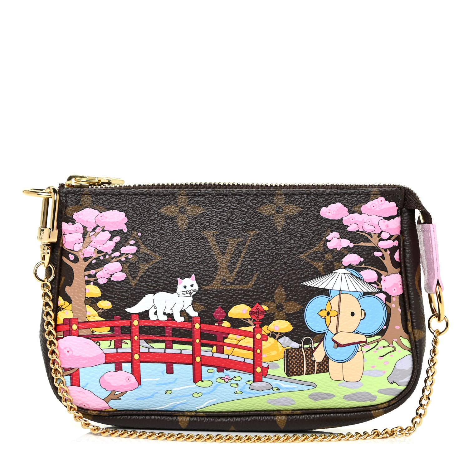 Louis Vuitton Monogram 2021 Christmas Animation Japanese Garden Mini Pochette Accessories Wisteria Pink 1 of 10