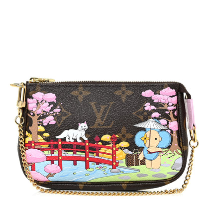 Louis Vuitton Monogram 2021 Christmas Animation Japanese Garden Mini Pochette Accessories Wisteria Pink 1 of 10