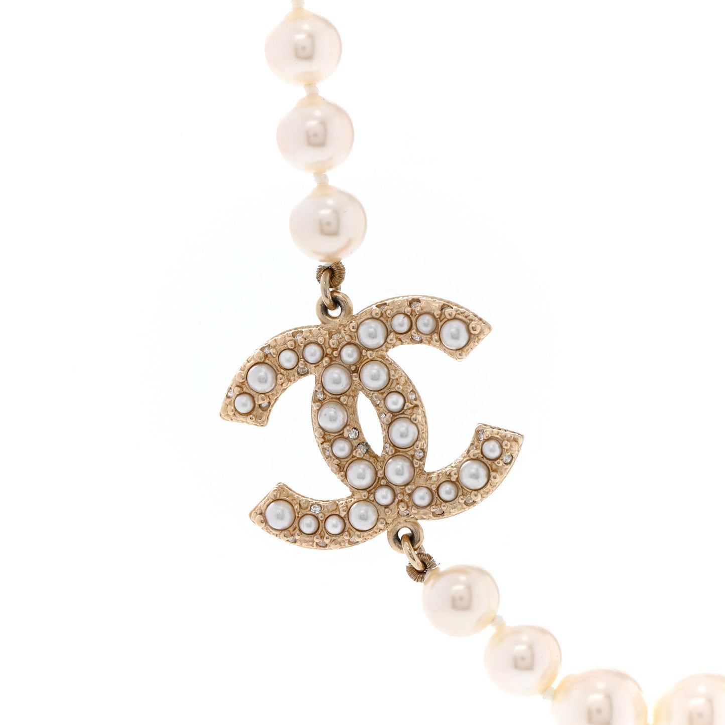 Pearl CC 100th Anniversary Necklace Light Gold