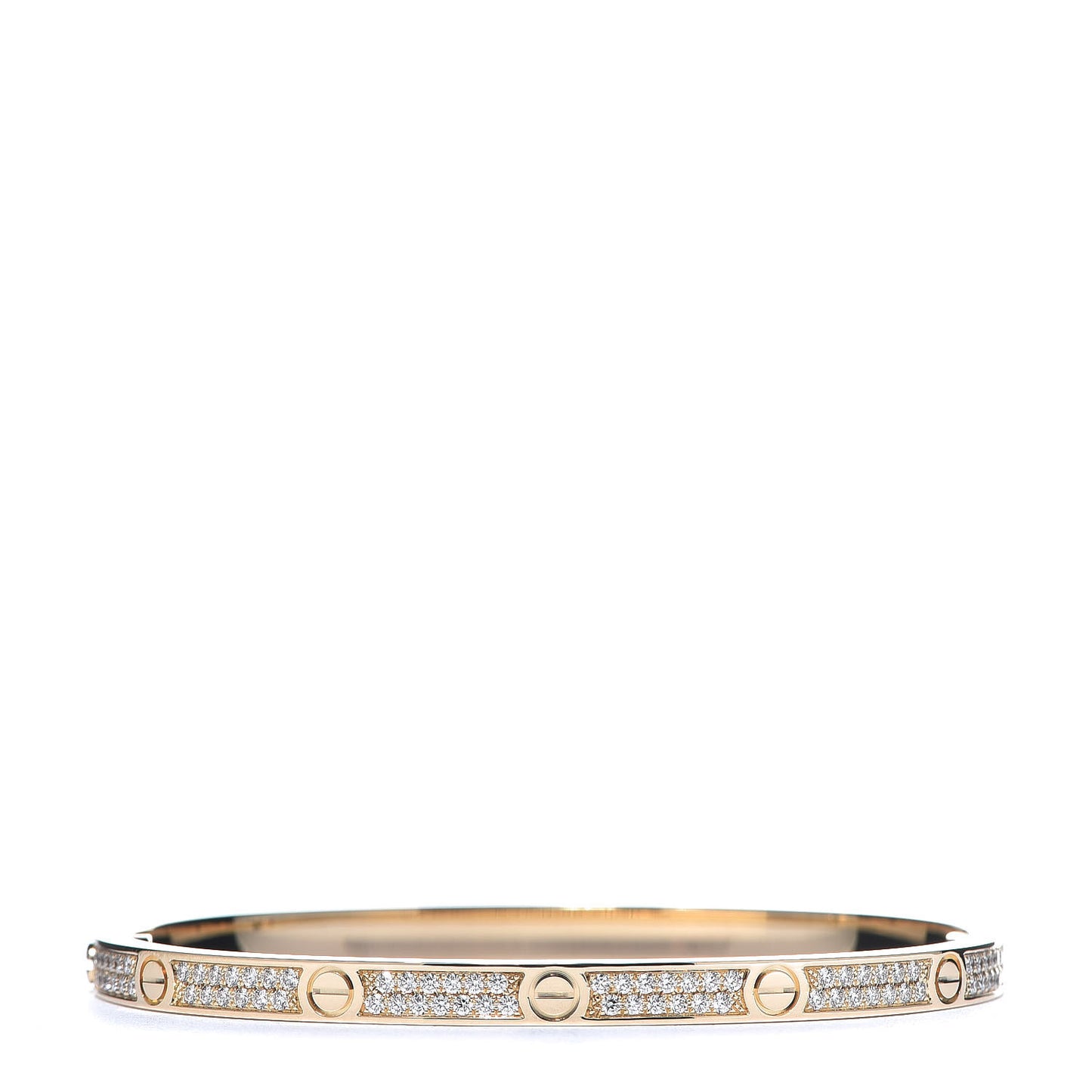 18K Yellow Gold Diamond Small LOVE Paved Bracelet 15
