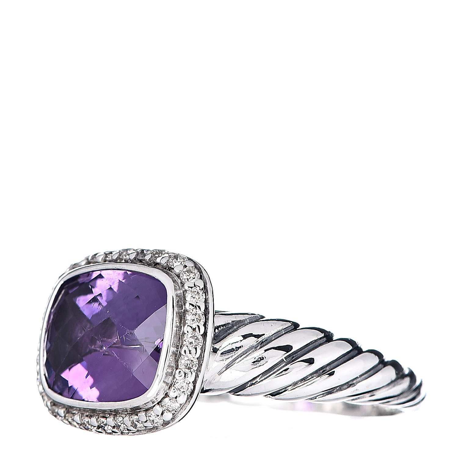 David Yurman Sterling Silver Diamond Amethyst 10mm Noblesse Ring 56 7.75 3 of 5