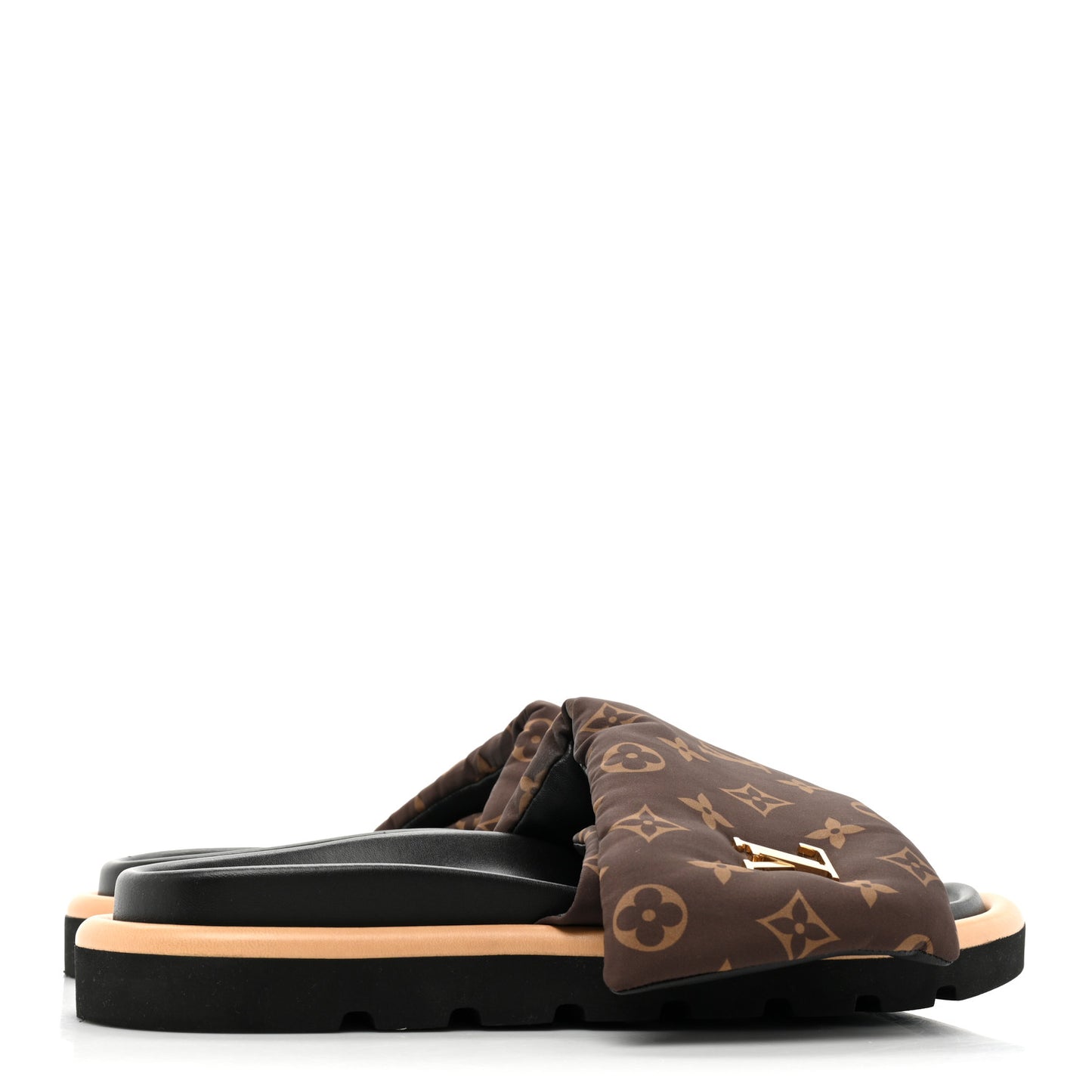 Nylon Monogram LV Pool Pillow Flat Comfort Mule 41 Cacao Brown