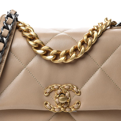 Chanel Lambskin Quilted Medium Chanel 19 Flap Dark Beige 10 of 11