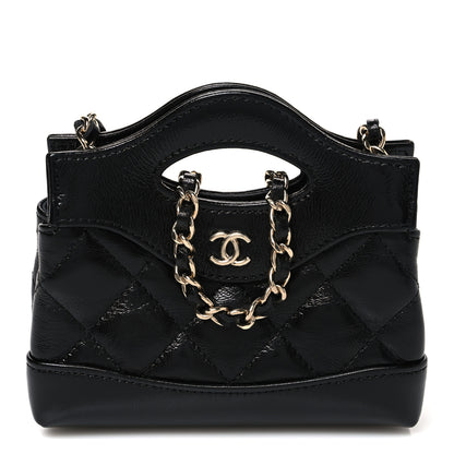 Chanel Shiny Lambskin Quilted Micro 31 Clutch With Chain Black 1 of 10