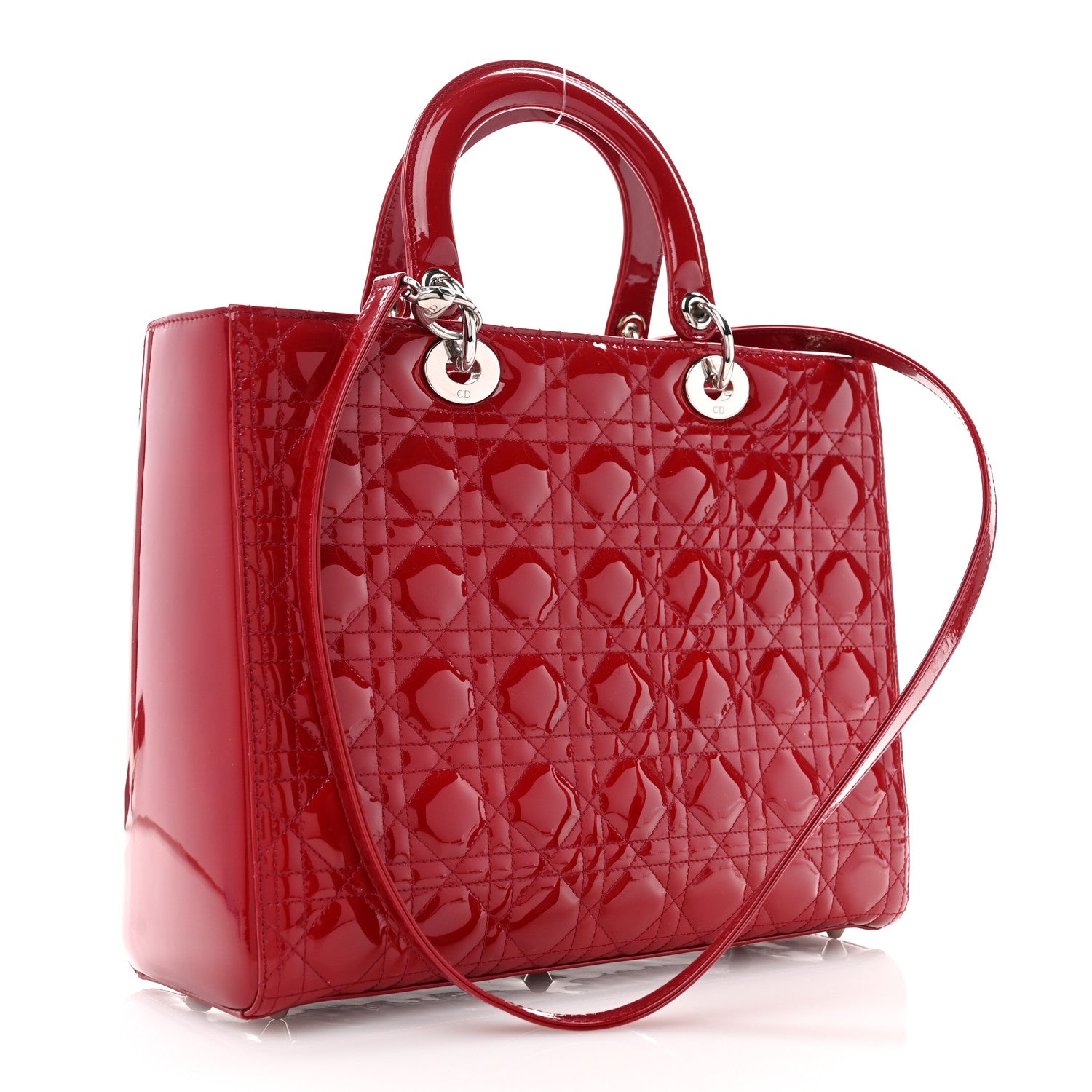 Christian Dior Patent Cannage Large Lady Dior Red 3 of 10