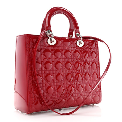 Christian Dior Patent Cannage Large Lady Dior Red 3 of 10