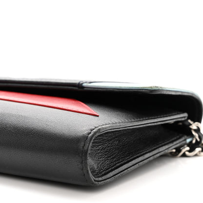 Chanel Lambskin Airlines Wallet On Chain WOC Blue Black Red 12 of 12