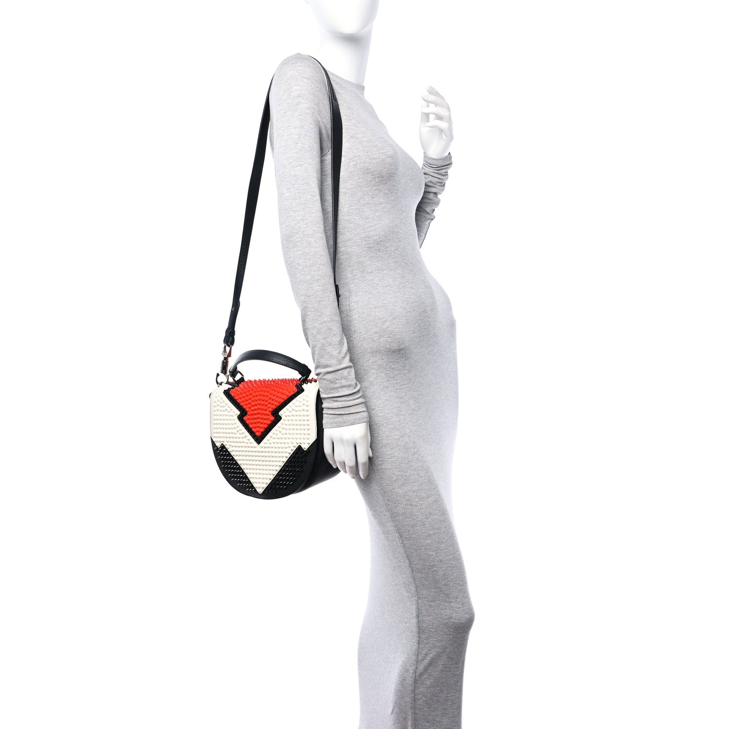 Christian Louboutin Calfskin Spikes Panettone Messenger Black Multicolor 2 of 12