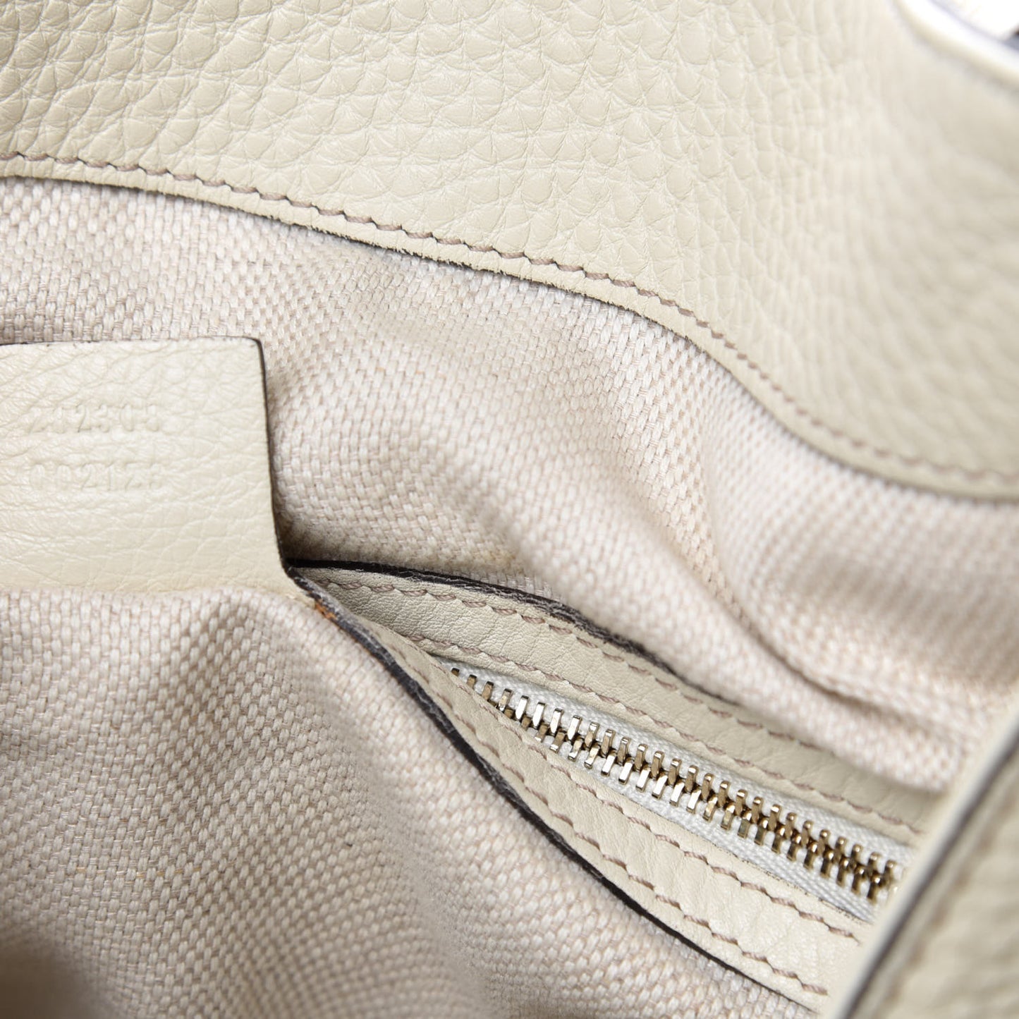 Pebbled Calfskin Large Soho Shoulder Bag Off White