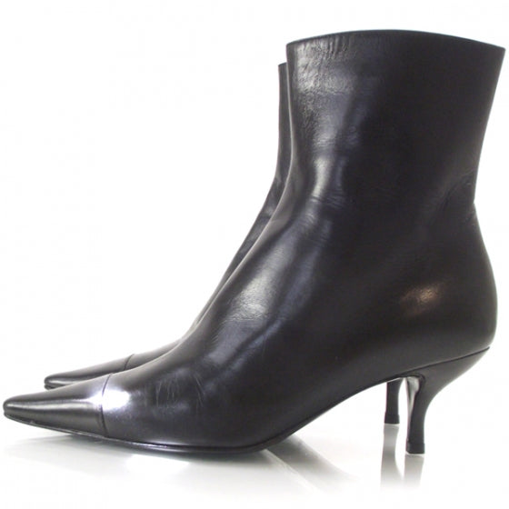Chanel Leather Ankle Boots 38 Black 2 of 8